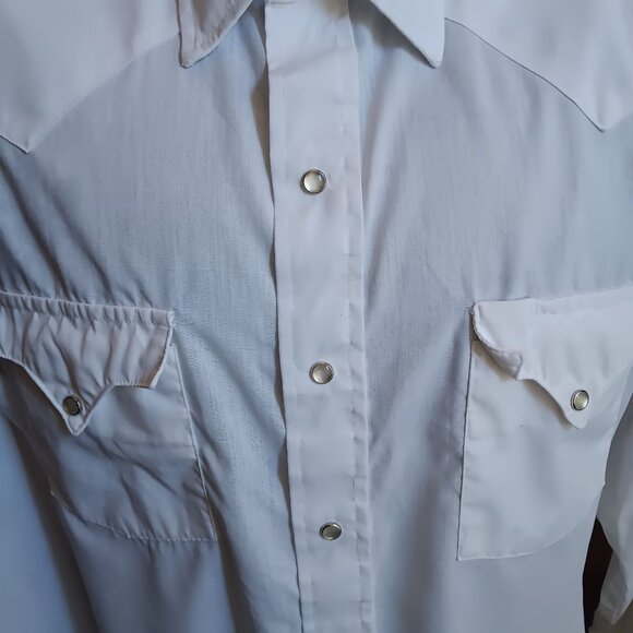 Vintage Medium Western Shirt Tem Tex Western White Ice Cream White 1980's USA - Picture 3 of 6
